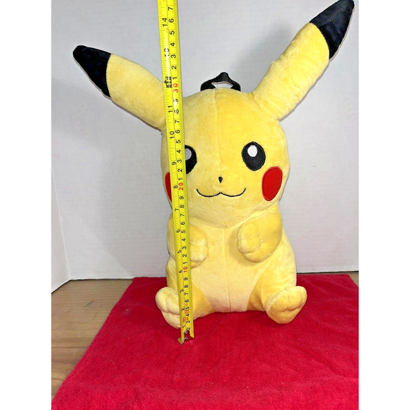 Pokemon Pikachu Backpack Plush 16 Inch Adjustable Straps Zipper Back Used. - Picture 9 of 10